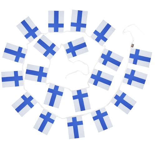 Image of AZ FLAG Finland 6 meters BUNTING Flag 20 flags 9'' x 6'' - Finnish STRING flags 15 x 21 cm