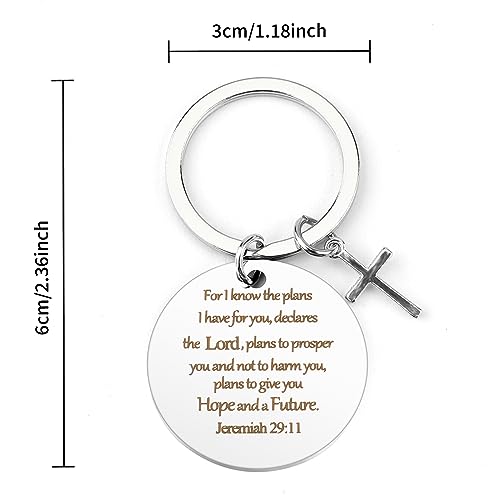 Prrivnix Christian Women's Bible Verse Keychain, Modern Letter Print Brown Cross Keychain, Engraved Bible Verse Gifts, Religious Theme