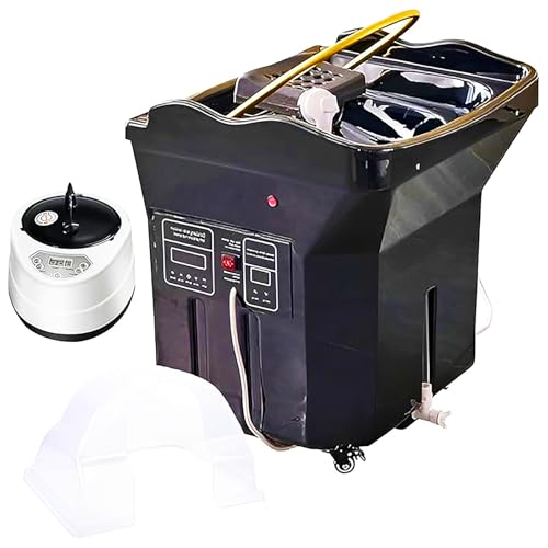 Equipo Japonés para Spa Capilar, Spa Capilar con Circulación de Agua con Depósito de Agua de 60 Litros + Reposacabezas Ajustable, Lavabo con Cascada de 360°, Para Peluquerías