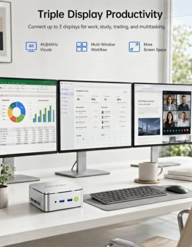 Image of GMKtec Mini PC G10, AMD Ryzen 5 3500U (Beats 4300U /N150 /3300U), 16GB RAM 256GB SSD, Triple 4K Display 2.5GbE LAN, WiFi /BT /USB-C /DP /HDMI 2.1 Business Office Home, Silver White