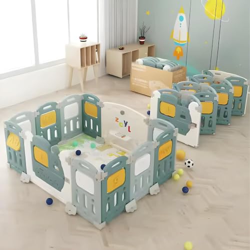 Image of Baybee Train Kids Playpen for Babies | Foldable Baby Play Area Indoor Setup with Safety Lock, Writing Board & Double Knob | Outdoor Play Pen for Kids for 0-5 Years | Portable Baby Activity Playards for Toddlers (18 Panels)