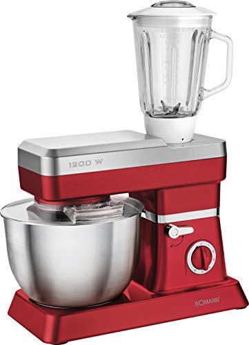 BOMANN KM399CBrouge - Robot Multifonction - XXL - 1200 Watts - Réglages de vitesse - Avec accessoires - Couleur Argent