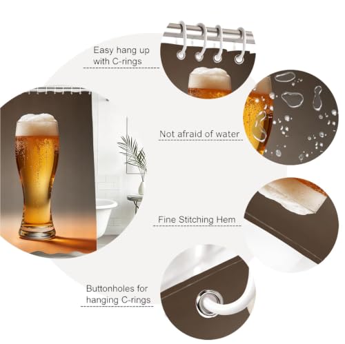 Rideau Douche 150x200 Bière polyester imperméable avec œillets pour baignoire