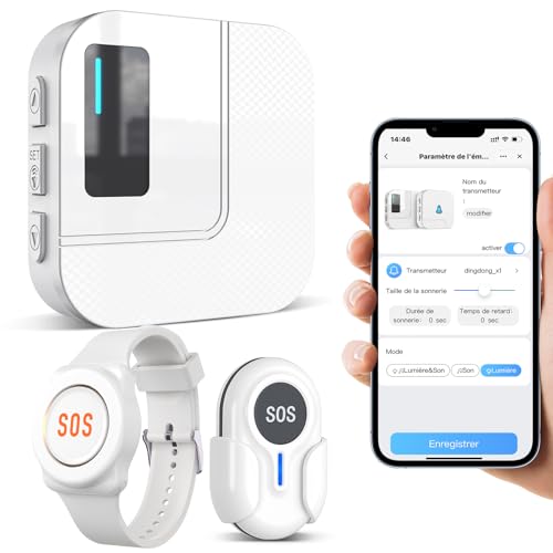 Daytech Appareil d'Alarme Bracelet pour Personnes Âgées Blanc
