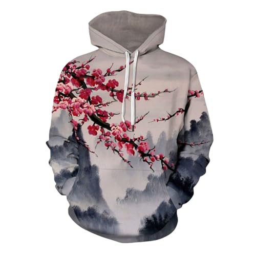 Sweat à capuche fleurs de prunier pull 3D original sweat-shirt mixte
