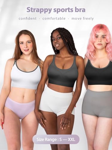 VEQKING Strappy Womens Sports Bras Cross Back for Running Removable Padded Workout Yoga Bras Pack Gifts3
