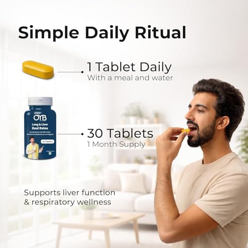 Image of OYB Lung & Liver Detox Tablets | Ayurvedic Liver Detox Supplement with Milk Thistle, Giloy, Kutki & Amla | Supports Liver Health, Lung Health, Respiratory Support, Immunity & Natural Antioxidant Protection | 30 Tablets