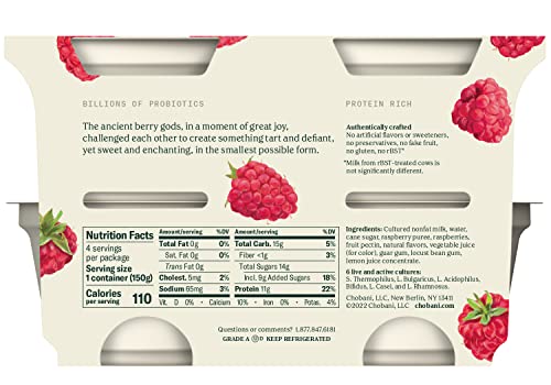 Chobani® Non-Fat Greek Yogurt Raspberry On The Bottom 5.3Oz 4-Pack #TOP2