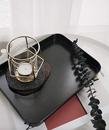 anaan Mimas Serving Tray Jewellery Tray Trinket Tray of coated stainless Steel Platter for coffee breakfast home decoration rectangular 25x19x2.5 cm (black)