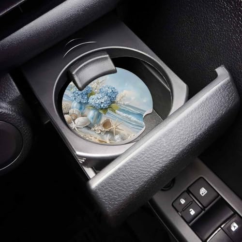 Set de 2 Posavasos para Portavasos de Carro con Flores Hortensias miniatura 1