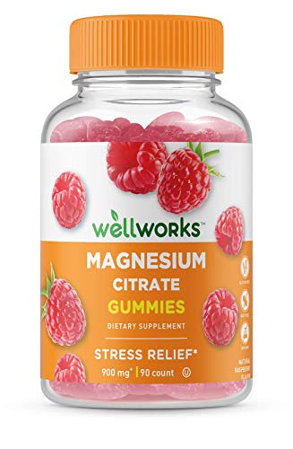 WellWorks Magnesium Citrate - Great Tasting Natural Flavor Gummy Supplement - Gluten Free Vegetarian GMO-Free Chewable, for Sleep, Anxiety, Stress Relief Support - for Adults Men Women - 90 Gummies