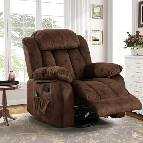 Image of Amazon Brand - Solimo Stark | Single Seater Sofa Recliner | Rocking, Revolving and Recline Manual Recliner (Velvet Brown) | 1 Year Warranty
