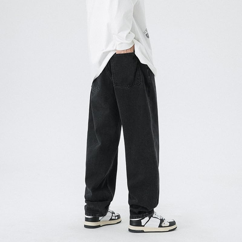 Men's Jeans Vintage High Street American Loose Straight Summer Pants4