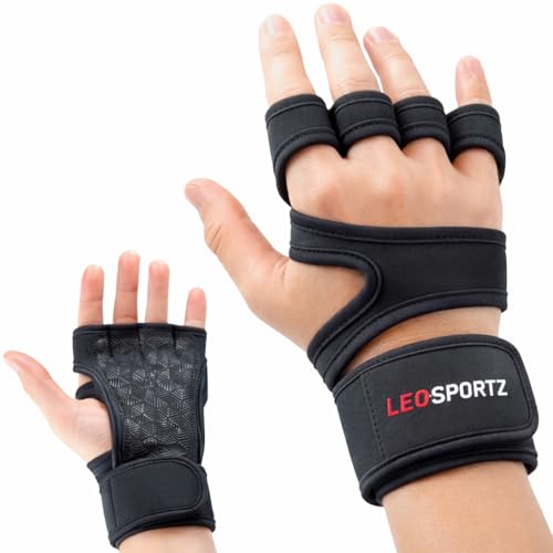 Image of Leosportz Gym Gloves for Women Weight Lifting | Workout Gloves with Wrist Support for Women | Crossfit Gym Gloves with Anti Slip Silicon (Black, S)