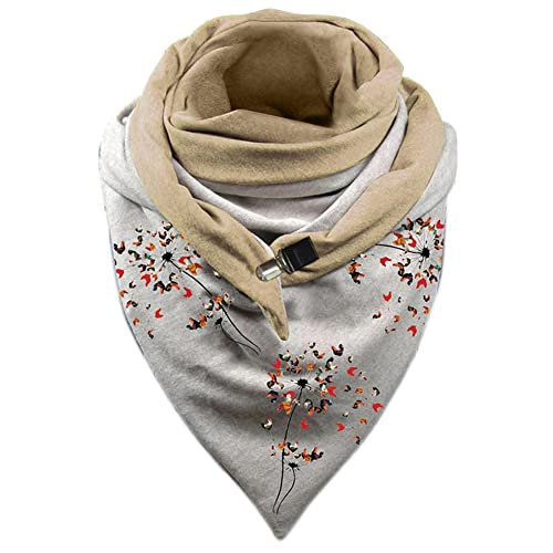 EUWLY Écharpe Triangle Femme Chaud Automne Hiver Mode Rétro Foulard Personnalisée avec Boutons Couleur Unie Echarpe Boucle Femme Chic Élégant Chale Vintage Scarf Comfortable Décontracté Pas Cher Cover