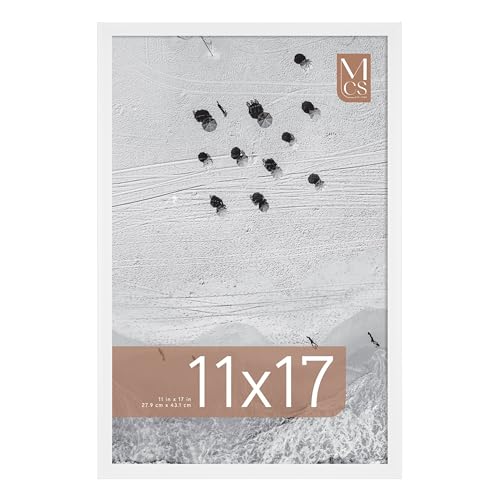 Image of MCS Foundation 11x17 Poster Frame Traditional White, Vertical & Horizontal Wall Hanging Large Picture Frame for Photos, Posters & Art Prints (1-Pack)