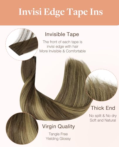 Image of GOO GOO Invisi Edge Tape in Hair Extensions Human Hair, Natural Look, 20Pcs