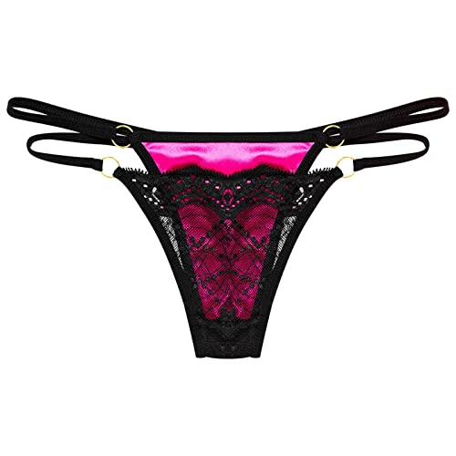 DRHOM Mens Sheer Low Waist G-string T-back Lace Patchwork Satin Thongs Underwear3