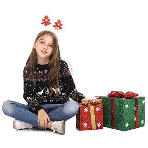 Image of Aiboria Matching Family Ugly Christmas Reindeer Snowflakes Sweater Pullover for Women /Men /Boys /Girls