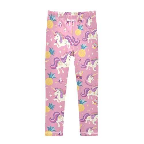 Cute Unicorns Girls' Leggings Toddler Doodles Diamonds Pineapples Kids Yoga Pants Dance Active Tights 4T Multi