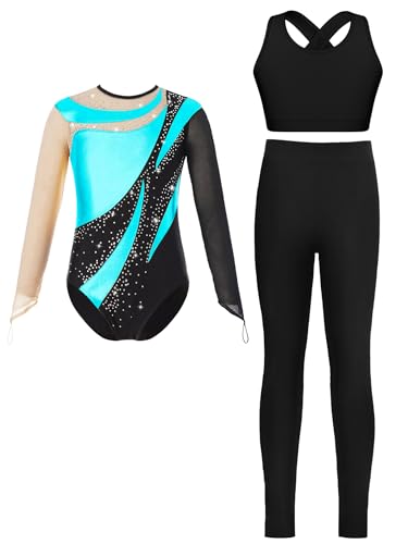 Body de danseuse spectacle turquoise et tenue de gym rythmique fille 13-14 ans