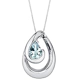 peora aquamarine pendant necklace in sterling silver wave solitaire pear shape 7x5mm 0 50 carat with 18 inch chain