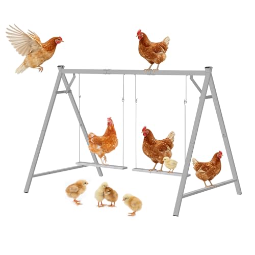 Chicken Roosting Bars with 2 Swings Metal Chicken Perch for Coop Chicken Run Roost Accessories Toy for Poultry Hens Chick Healthy & Happy Sturdy and Easy to Clean