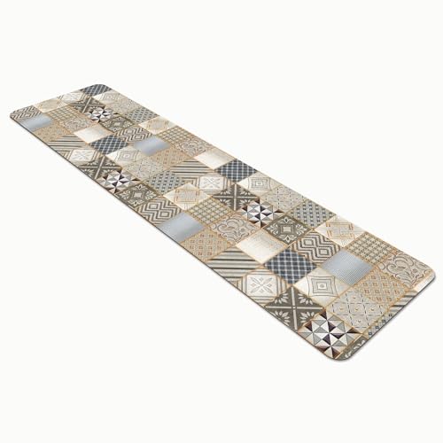 Comart - Tappeto Cucina Austin - Impermeabile - Antiscivolo - Antimacchia - Lavabile in Lavatrice - Passatoia in Poliestere - per Corridoio e Cucina - Made in Italy - Cementine Grigie - 50x230 cm