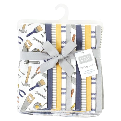 Image of Hudson Baby Unisex Baby Cotton Poly Flannel Burp Cloths Bundle, Construction Work, One Size