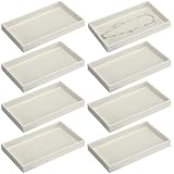 Inbagi 8 Pcs Small Velvet Jewelry Tray Stackable Jewelry Drawers Organizer Trays Jewelry Storage Trays 8.3 x 4.7 x 1 Inches (Beige)