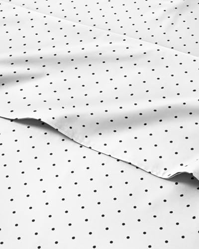 Blue Polka Dots Bed Sheet Set 1 Flat & 1 Fitted Sheet & 2 Pillowcases w/ Deep Pockets Polka Dot Bedding - Wrinkle & Fade Resistant - Soft Breathable & Cooling - Comfy Luxury Bed Set - Queen Size