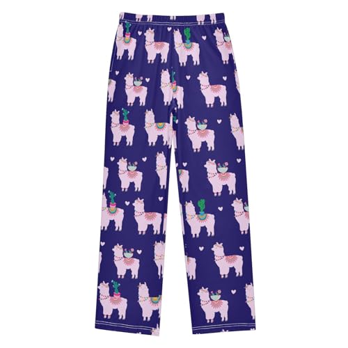 Llama Cactus Love Boys Long Pants Soft Trousers Elastic Waist Kids Lounge Bottoms with Pockets S-XL