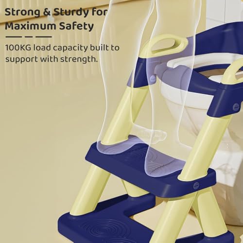 Image of StarAndDaisy Baby Potty Training Seat for Kids 1-3 Years | Toilet Seat for Kids with Height Adjustable & Removable Soft Cushion, Fits All Western Toilets seat (Blue Yellow)