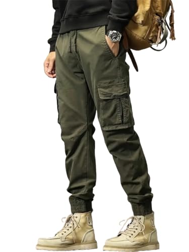 Image of Men's Cotton Cargo Pants Multi-Pocket,Comfortable Work Pants, Durable Trousers & Everyday Wear-CP-031