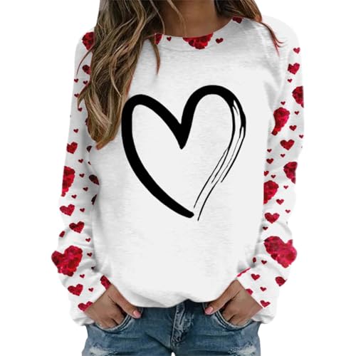 Felpa da donna con scollo rotondo e stampa San Valentino,