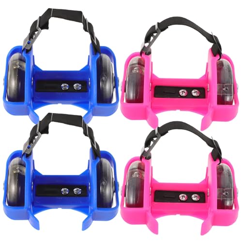 GALPADA Patines de Ruedas Luminosos Adultos, 2 Pares, Zapato de Skate Cómodo de PVC Ajustable para Entrenamiento y Deporte Exterior