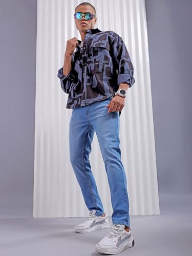 Image of The Indian Garage Co Men Slim Fit Solid Mid-Rise Jeans