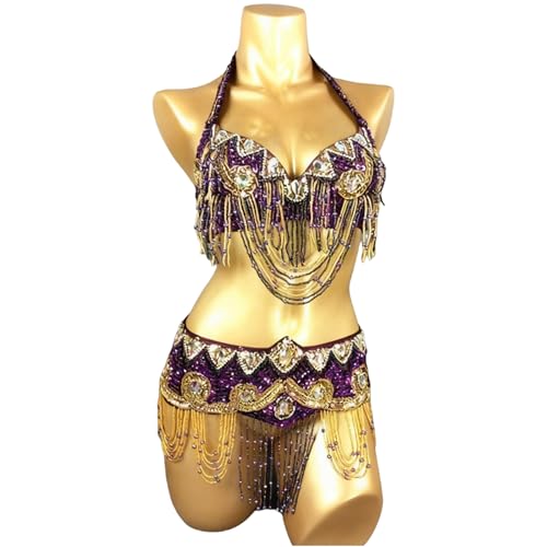Costume de danse tribale de qualité supérieure avec soutien-gorge et ceinture ornés