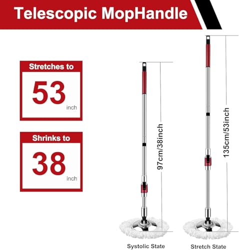 Image of 360 Spin Mop with Stainless Steel Extendable Rod | Rotating Plate, Mop Head | Refill Included | Microfiber Floor Cleaning | Multipurpose Cleaning Tool