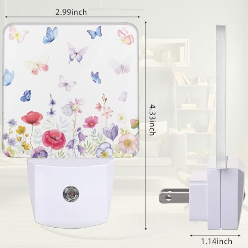 Image of Meadow Butterfly Night Light, Night Light Plug into Wall with Dusk to Dawn Sensor, LED Lamp Energy Saving Lights for Men Women Boys Girls,Lamp for Bedroom Bathroom Hallway