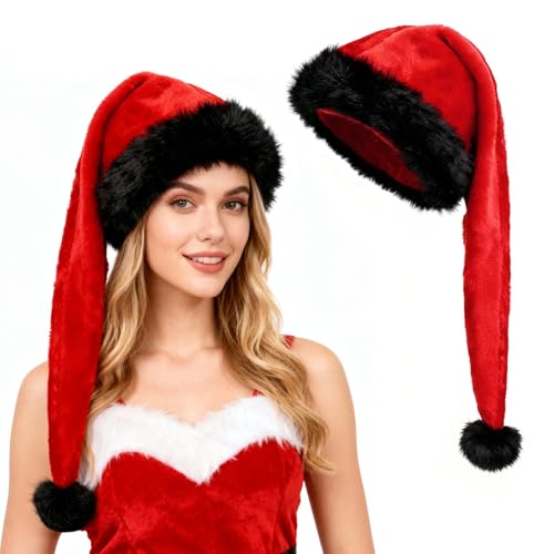 TAGVO Lang Weihnachtsmütze Nikolausmütze Damen Herren Weihnachtsmann...