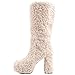JilTrdWei Mid Calf Furry Boots for Women, Fluffy Platform Boots with Chunky High Heel, Warm Faux Fur Winter Fashion Boots with Side Zipper, Statement Teddy Boots for Fall Winter Festivals-beige-9