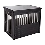 New Age Pet ECOFLEX Dog Crate End Table - Furniture-Style Pet Crate for Crate Trained Dogs - Stainless Steel Tubing & a Latched Closure - 10 Year Manufacturer's Warranty, Medium, Black
