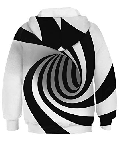 Gludear Youth Funny 3D Pattern Hoodies Soft Hooded Sweatshirts For Children,Black&White Stripes,8-11 T #TOP1