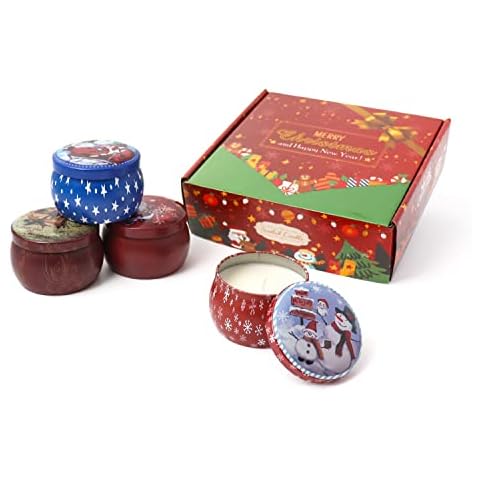 Christmas Scented Candle Gift, Aromatherapy Candles, Natural Soy Wax Scented Candle Set for Women, Cande Gift Set Meditation Gifts, Holiday Christmas Gifts for Her, 4 Pack Cover