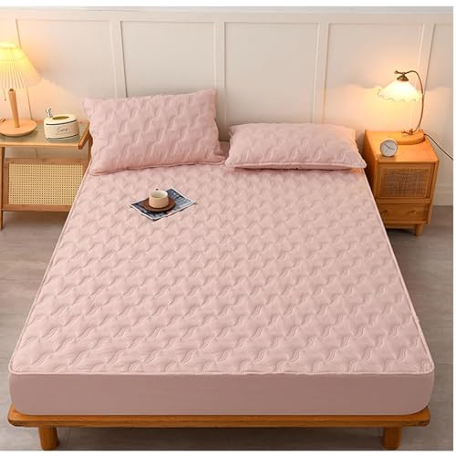 ANAZOZ Conjunto Sábanas y 2 Fundas Almohada Rosa,150 x 200 x 30 cm,Bajera Protectora Cama Patrón de Geométrico Sábana de Proyector