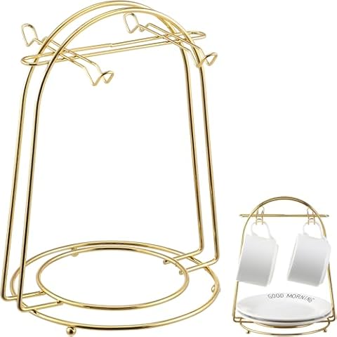jojofuny Golden Metal Tea Mugs Display Stand Cover