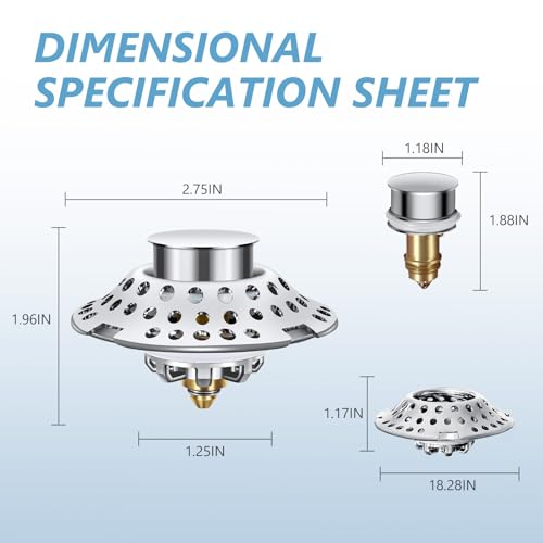 Zyydiiks XXYY001 Tub Stopper 2-In-1 Pop-Up Bathtub Drain Stopper & Tub Drain Hair Catcher thumb #2