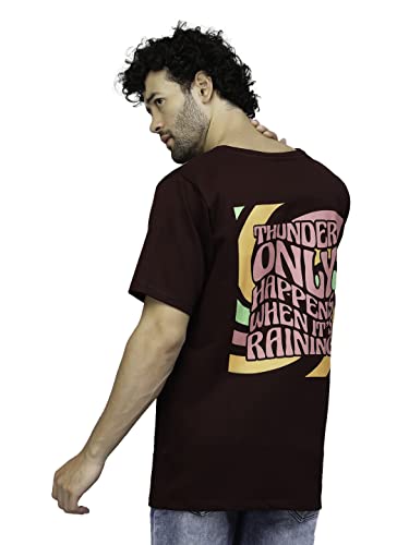 Image of Rigo Back Printed Half Sleeves Round Neck Oversized T-Shirt for Men | Drop Shoulder T-Shirt for Men | Loose Baggy Fit T-Shirt for Men