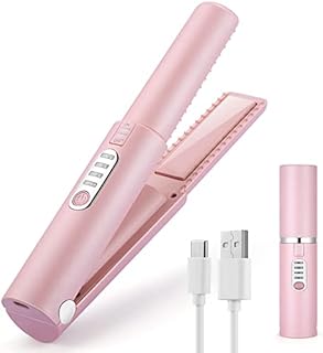 Hair Straightener (Upgraded), Cordless Straightener, Wireless Flat Iron for Hair, USB-C Rechargeable Ceramic Mini Flat Iron with 4800mA Battery, Adjustable Temperature, Travel Size (Pink)